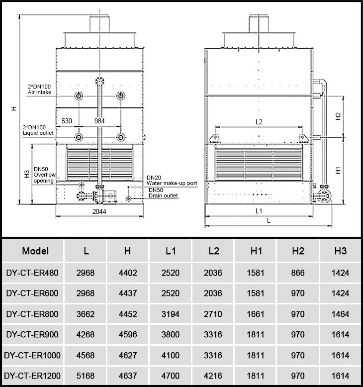 DYMACHINE Customized Industrial Closed Cooling Tower Evaporative Condenser Wet Air Cooler Water for Industrial Refrigeration