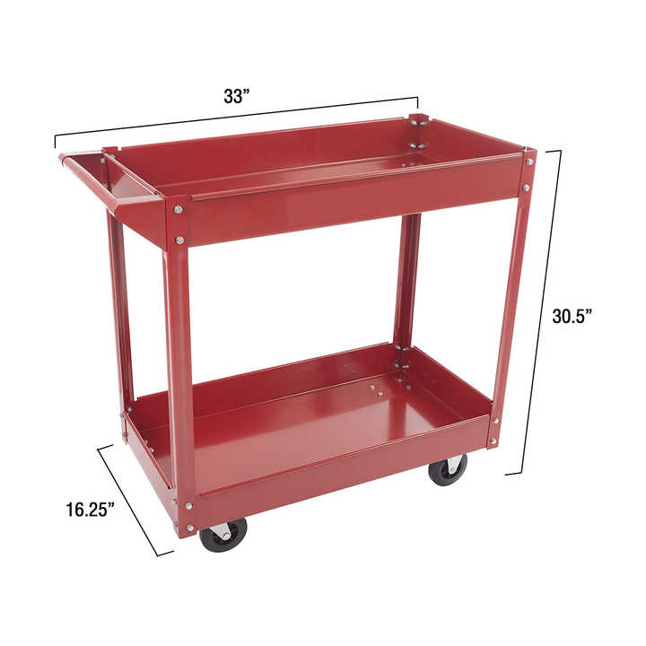 Utility Cart Heavy Duty Supply Metal Tool Cart with Two Storage Tray Shelves