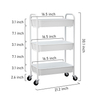 3-Tier Rolling Metal Storage tool cart with Caster Wheels