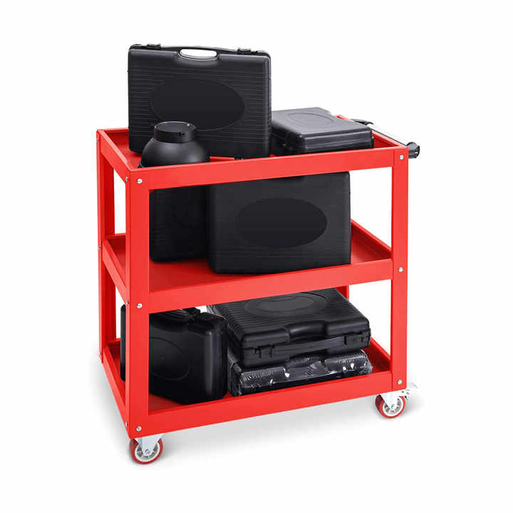 3-Tier Utility Rolling Tool Storage Cart with Lockable Wheels