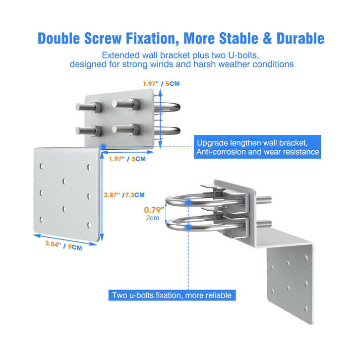 Stainless Steel Antenna Installation Mounting Bracket Kit with Double U-Bolts 