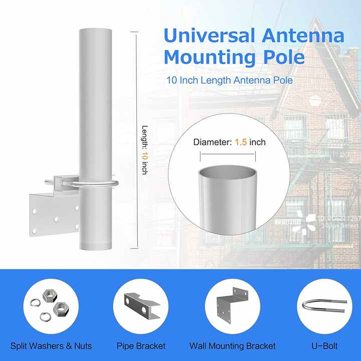 Silver Steel Antenna Mounting Bracket with Double U-Bolts 