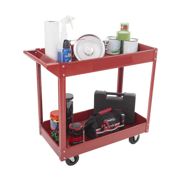 Utility Cart Heavy Duty Supply Metal Tool Cart with Two Storage Tray Shelves