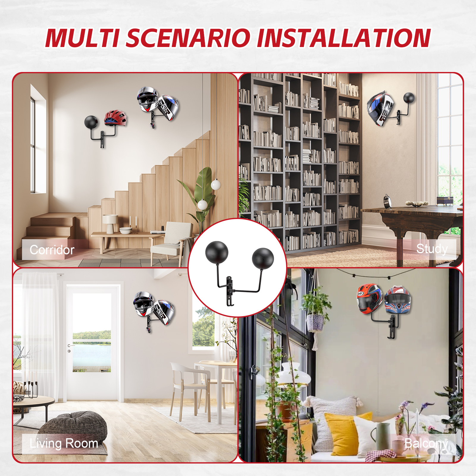 Home Use Various Wall Mounted Storage Bracket with Cloth Hanger Metal Motorcycle Helmet Racks Brackets